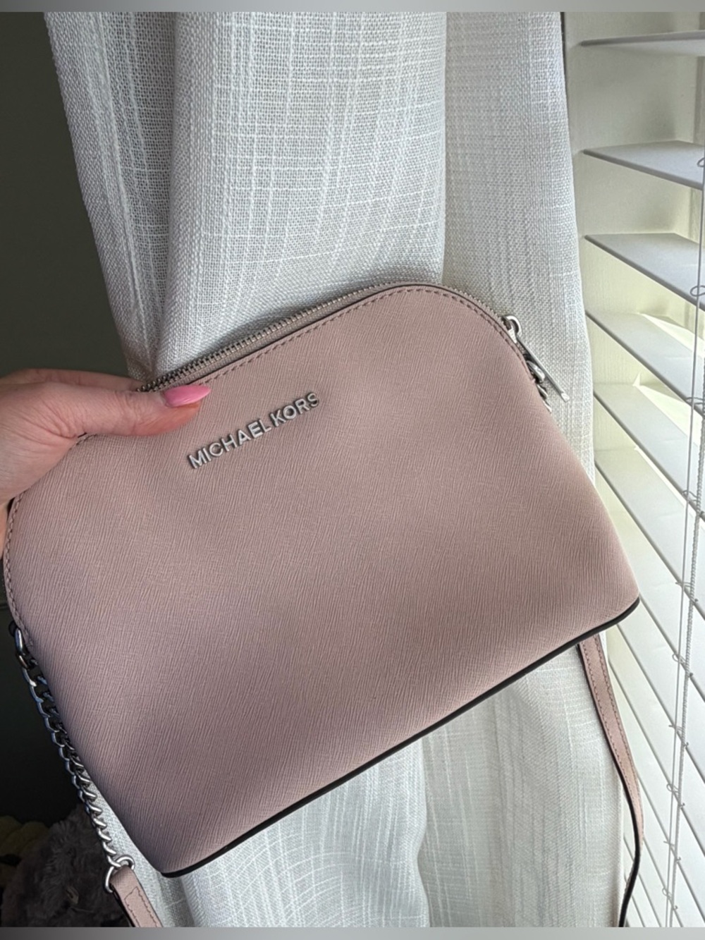 Michael Kors Ballet Pink & Silver Crossbody Purse